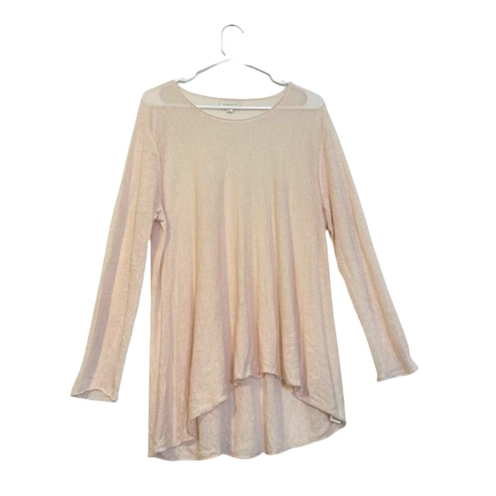 Eileen Fisher Organic Linen Long Sleeve Tunic Top Womens Large Textured Pink